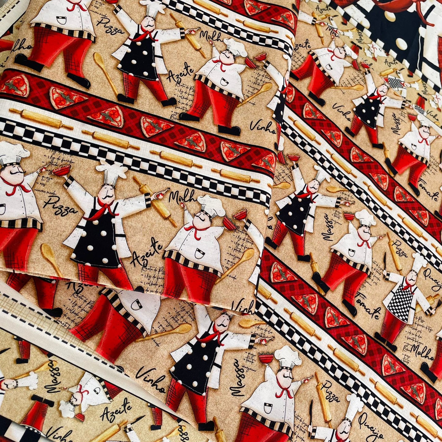 Tricoline 100% Algodón - CN028 Cenefas Chef Fuxicos (50 x 150)