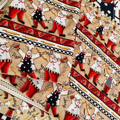 Tricoline 100% Algodón - CN028 Cenefas Chef Fuxicos (50 x 150)