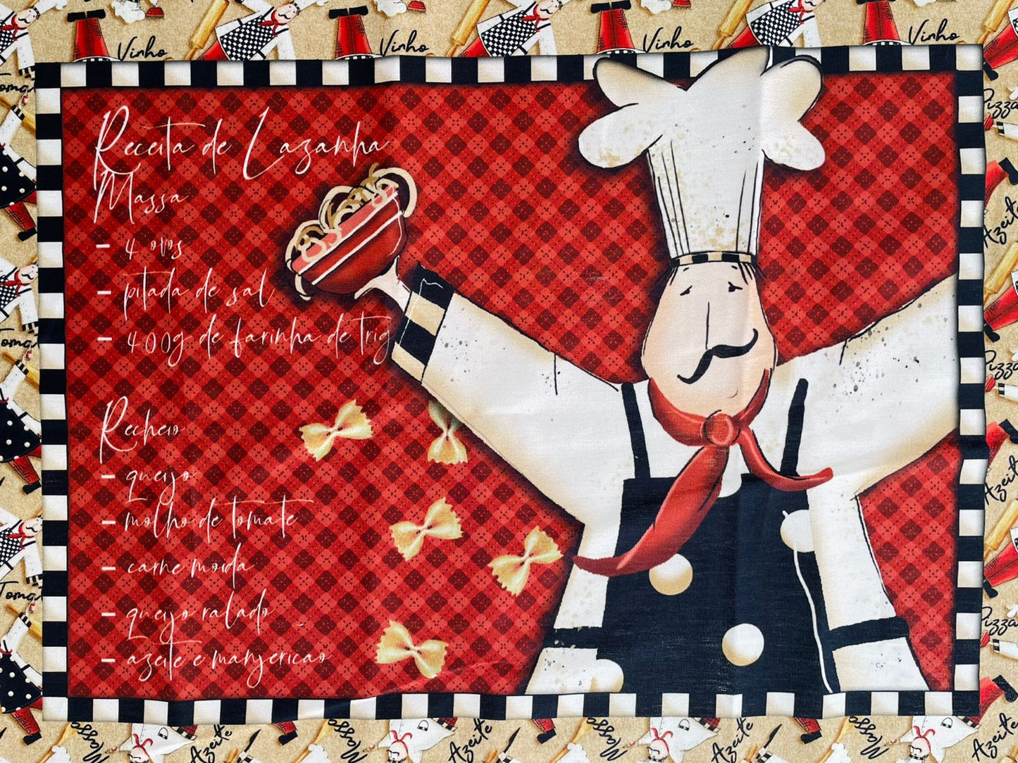 Tricoline 100% Algodón  - PT039 Patrón Individual Chef (50 x 150)