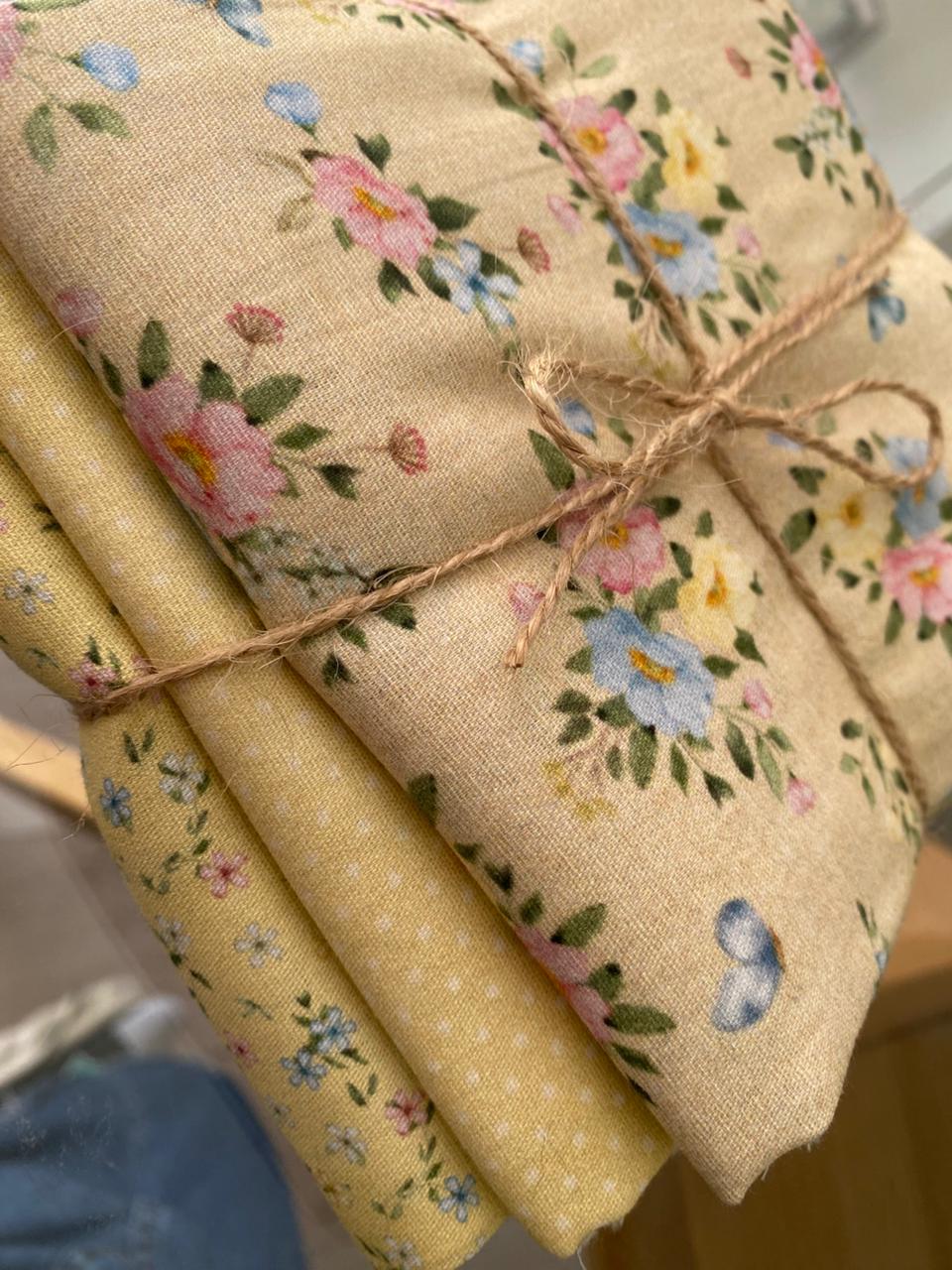 Tricoline 100% Algodón  - CP038 PACK - Compose amarillo (3 telas de 50 x 150 cada)