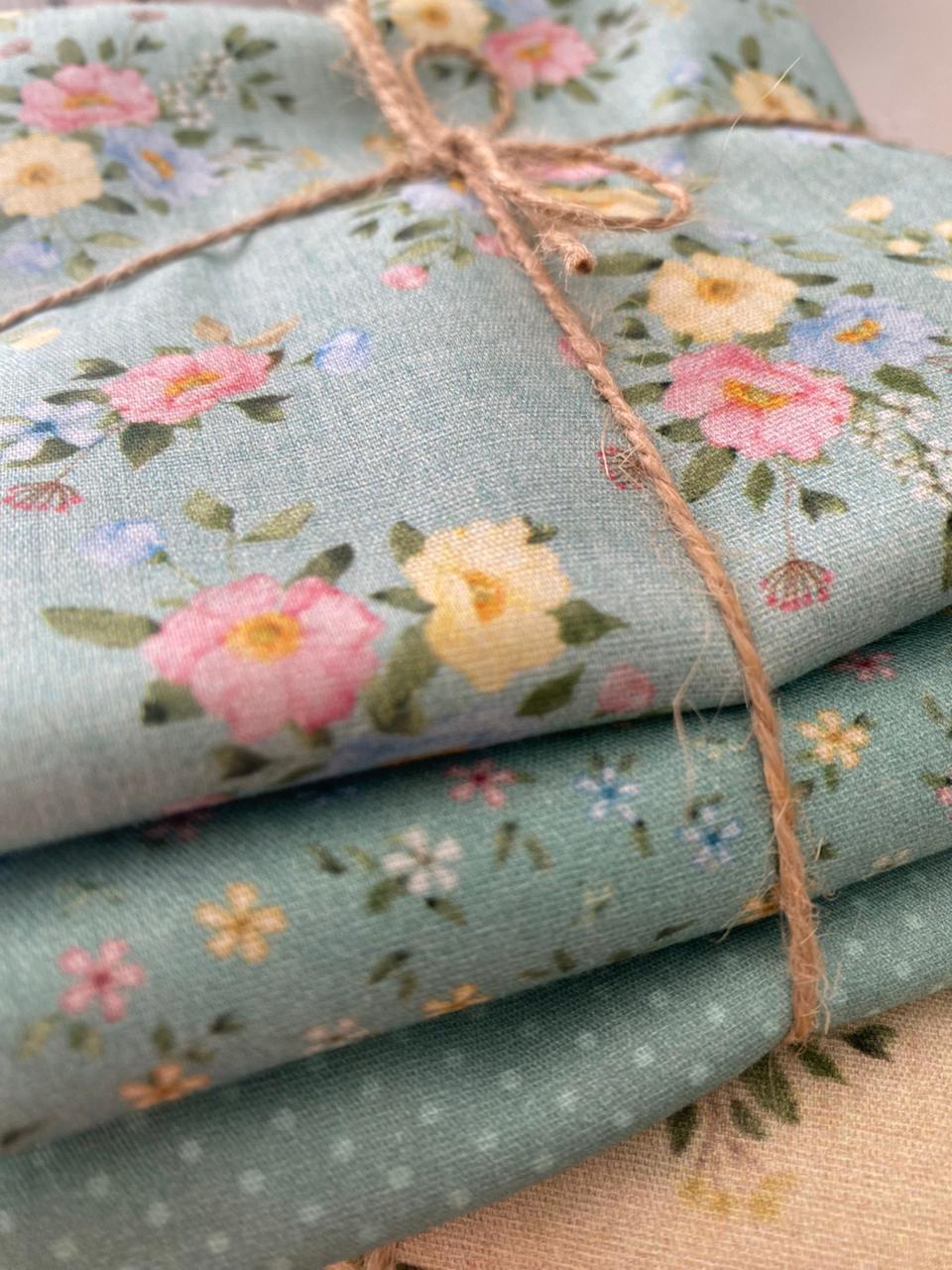 Tricoline 100% Algodón  - CP036 PACK - Compose Verde (3 telas de 50 x 150 cada)