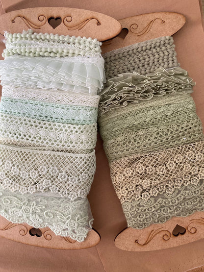 Kit 7 Encajes Variados CP010- Color Verde Oliva (14 Metros total)