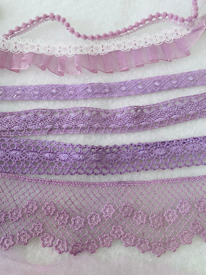 Kit 7 Encajes Variados CP005 - Color Lila (14 Metros total)