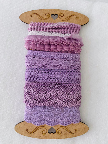 Kit 7 Encajes Variados CP005 - Color Lila (14 Metros total)
