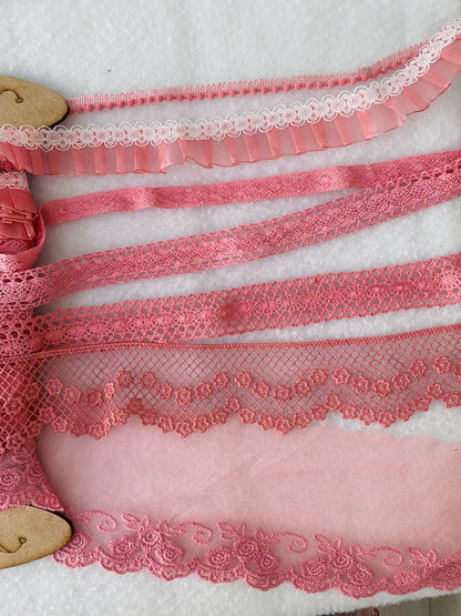Kit 7 Encajes Variados CP008 - Color Rosa (14 Metros total)