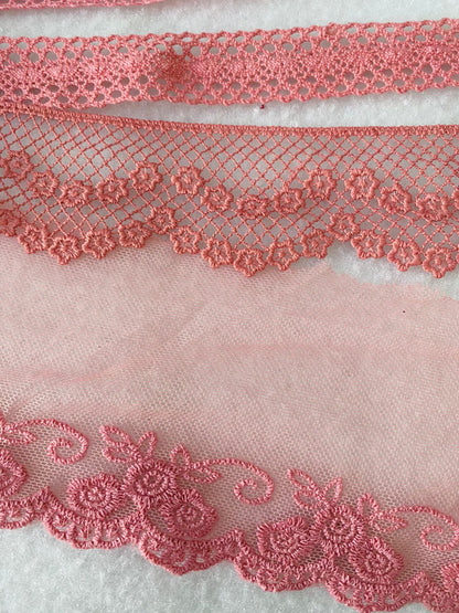 Kit 7 Encajes Variados CP008 - Color Rosa (14 Metros total)