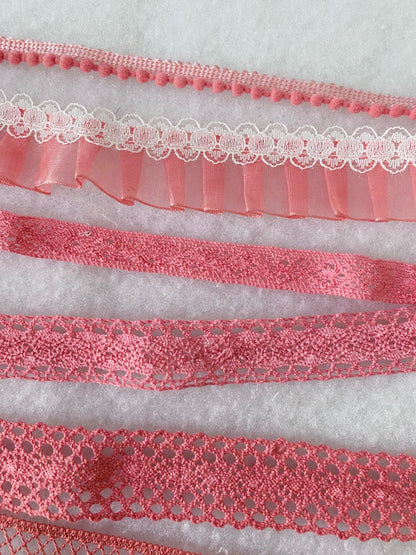 Kit 7 Encajes Variados CP008 - Color Rosa (14 Metros total)