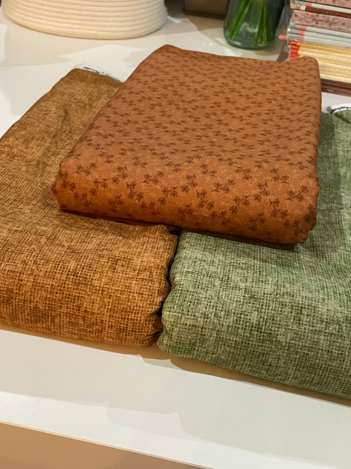 Tricoline 100% Algodón - EX059 Exclusiva OTOÑO verde textura (50 x 150)