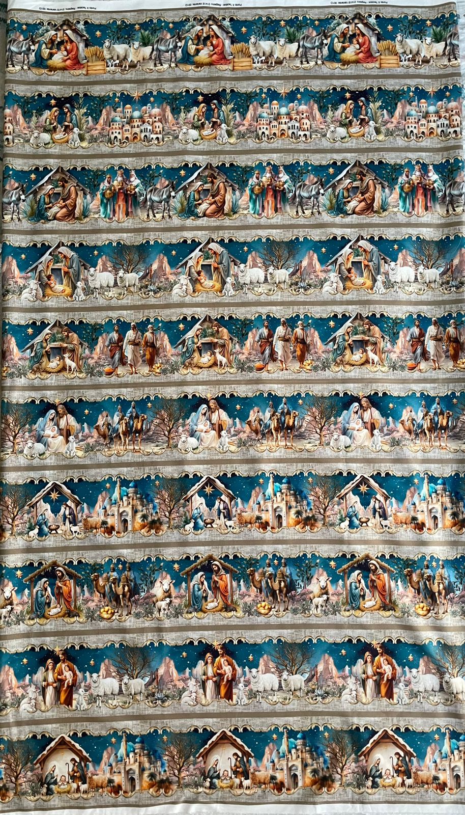 Tricoline 100% Algodón - NV020 Cenefa Pesebre (50 x 150)