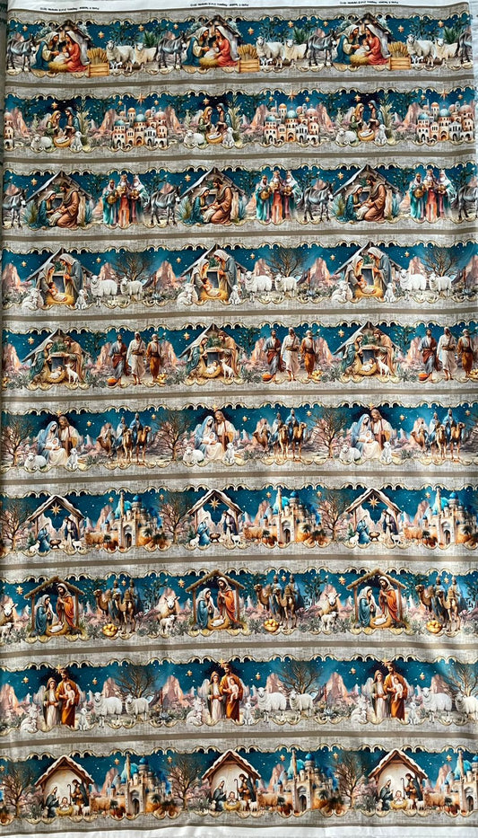 Tricoline 100% Algodón - NV020 Cenefa Pesebre (50 x 150)