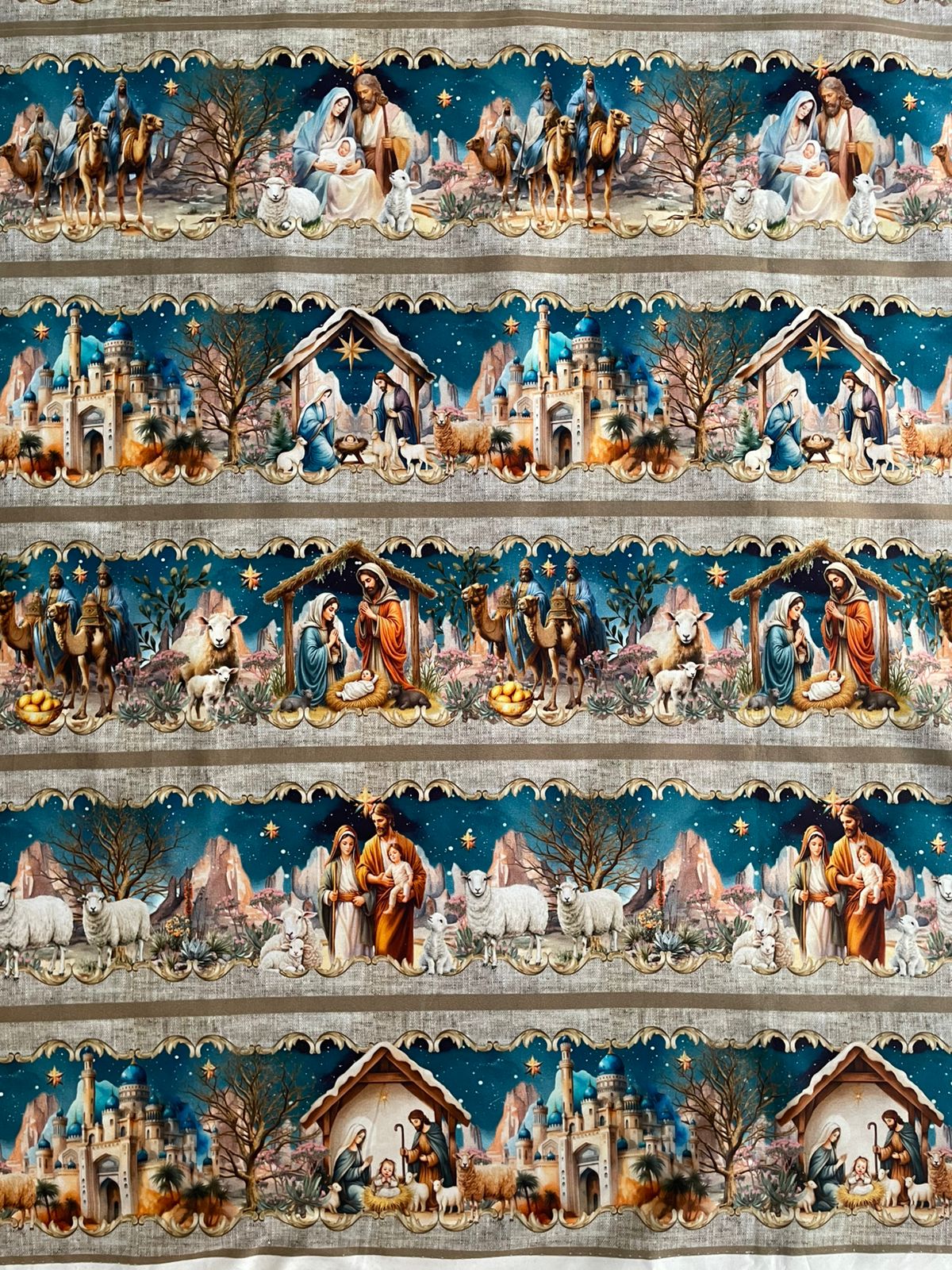 Tricoline 100% Algodón - NV020 Cenefa Pesebre (50 x 150)