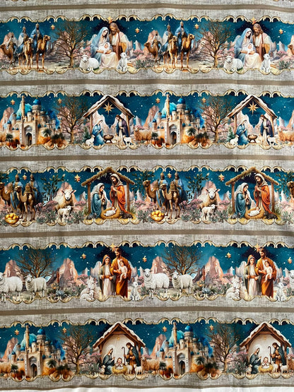 Tricoline 100% Algodón - NV020 Cenefa Pesebre (50 x 150)