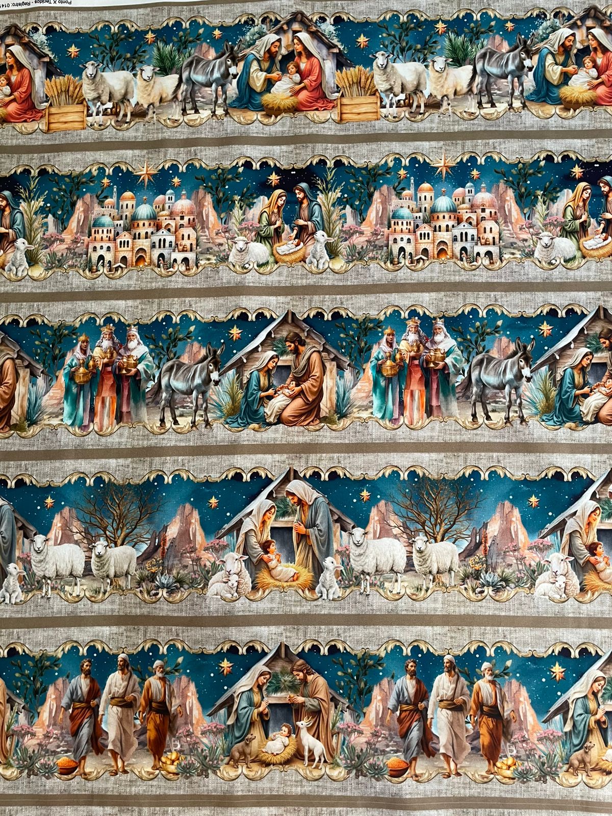 Tricoline 100% Algodón - NV020 Cenefa Pesebre (50 x 150)