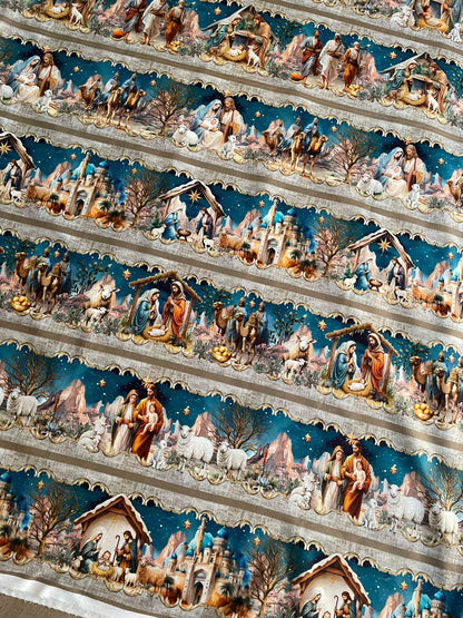 Tricoline 100% Algodón - NV020 Cenefa Pesebre (50 x 150)