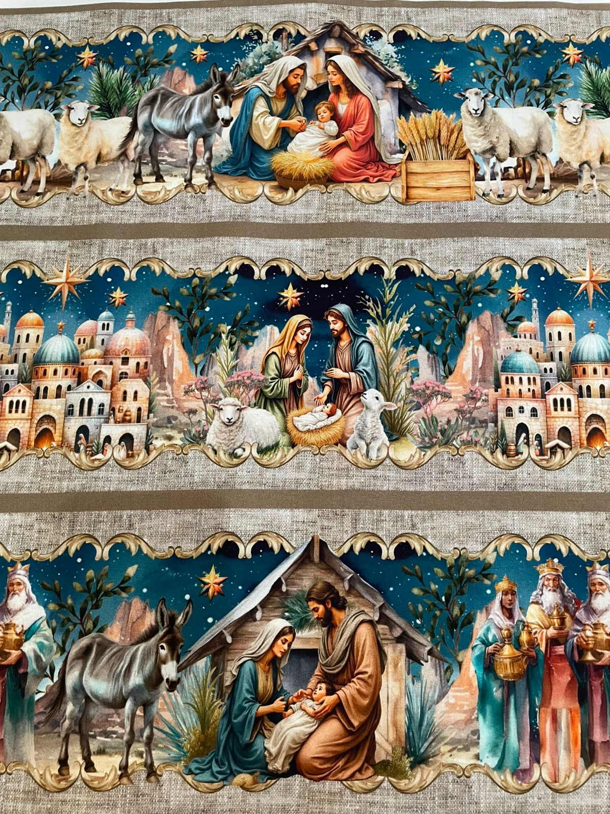 Tricoline 100% Algodón - NV020 Cenefa Pesebre (50 x 150)