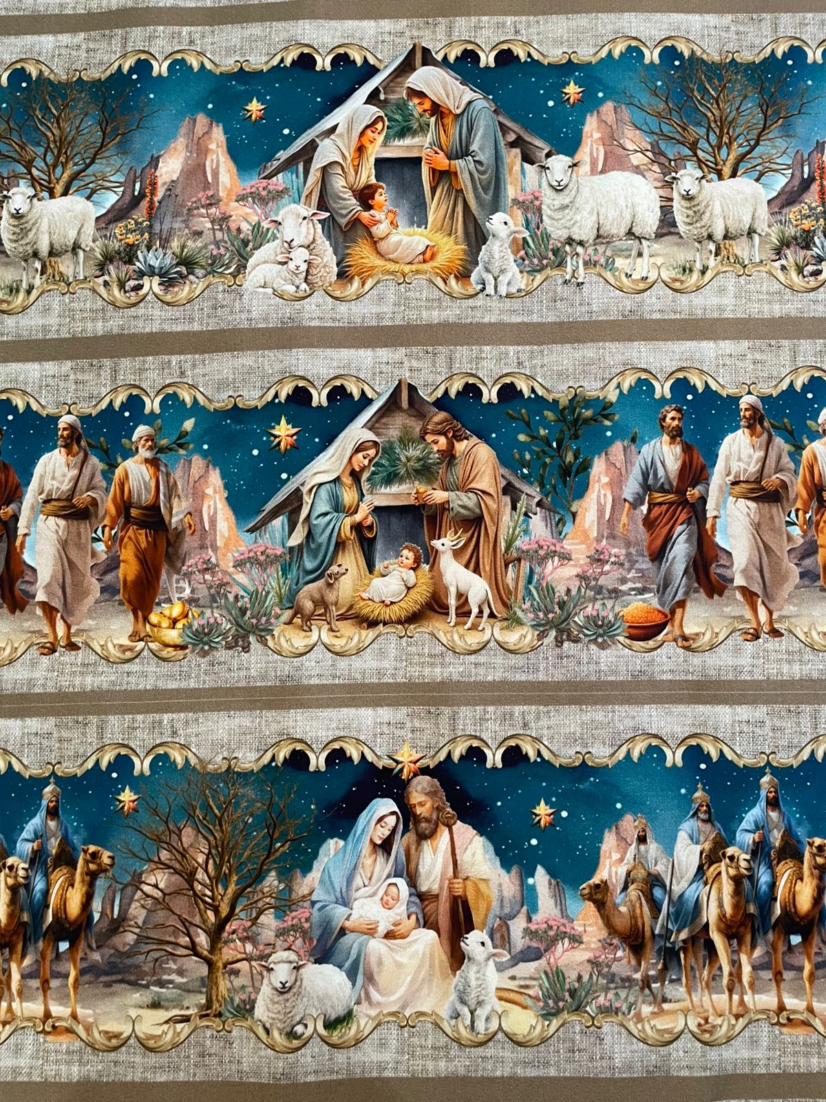 Tricoline 100% Algodón - NV020 Cenefa Pesebre (50 x 150)