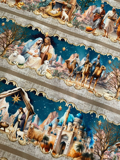 Tricoline 100% Algodón - NV020 Cenefa Pesebre (50 x 150)