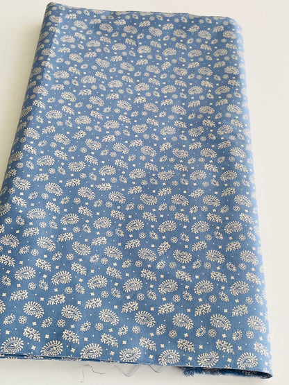 Tricoline 100% Algodón - TT109 Tinto Arabesco Azul grisáceo (50 x 150)