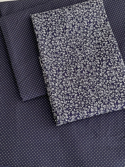 Tricoline 100% Algodón - TT110 Tinto puntitos azul marino (50 x 150)