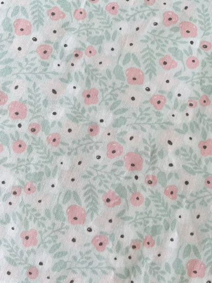 Tricoline 100% Algodón - TT028 Tinto Floral Rosa FM (50 x 150)