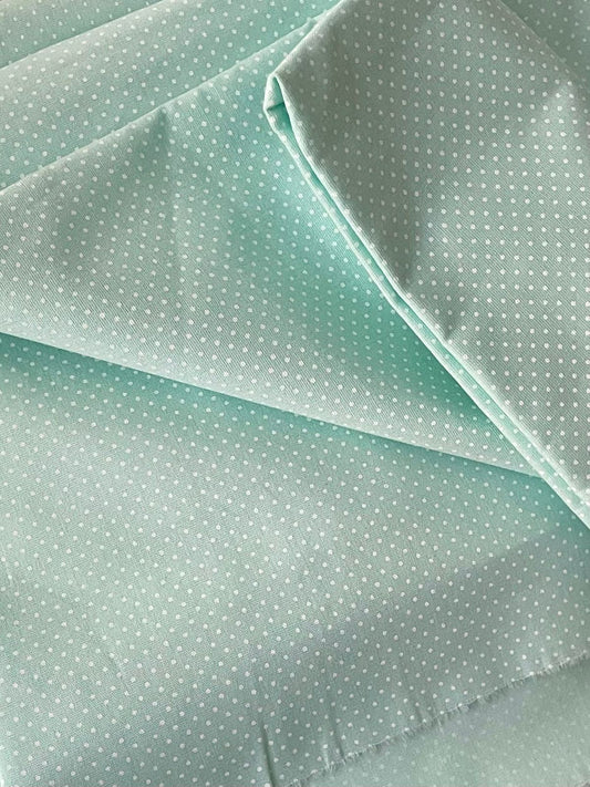 Tricoline 100% Algodón - TT058 Tinto Puntitos Menta 2 (50 x 150)