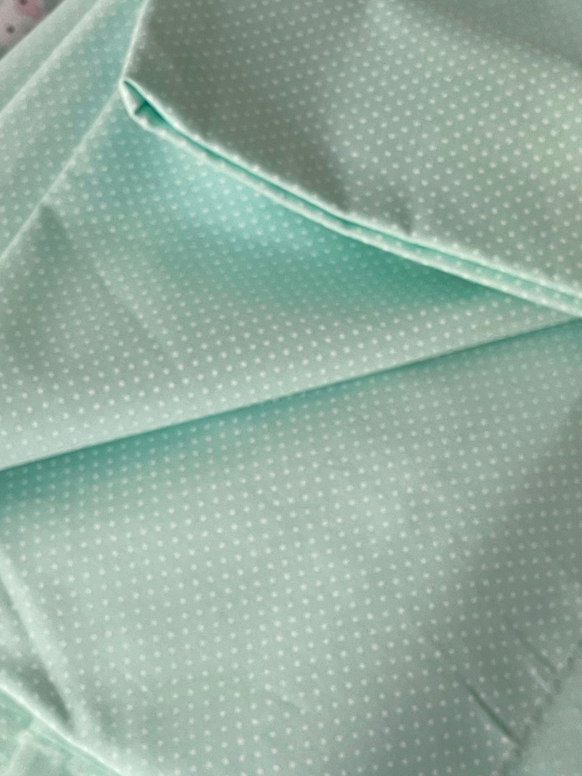 Tricoline 100% Algodón - TT058 Tinto Puntitos Menta 2 (50 x 150)