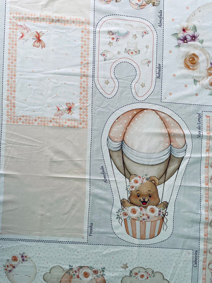 Tricoline 100% Algodón  - PT096 Patrón Panel kit Cuna osita NIÑA (99 x 150)