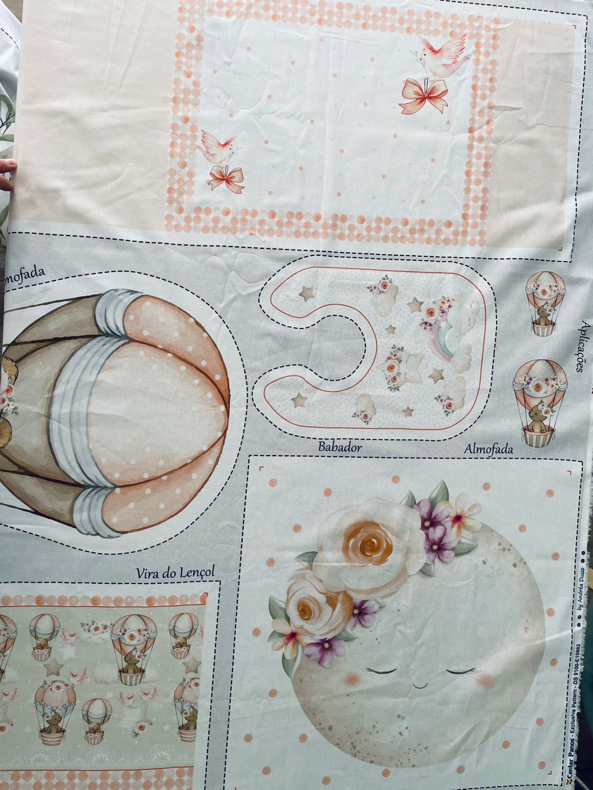 Tricoline 100% Algodón  - PT096 Patrón Panel kit Cuna osita NIÑA (99 x 150)