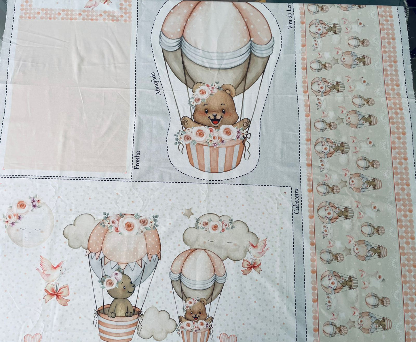 Tricoline 100% Algodón  - PT096 Patrón Panel kit Cuna osita NIÑA (99 x 150)