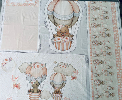 Tricoline 100% Algodón  - PT096 Patrón Panel kit Cuna osita NIÑA (99 x 150)