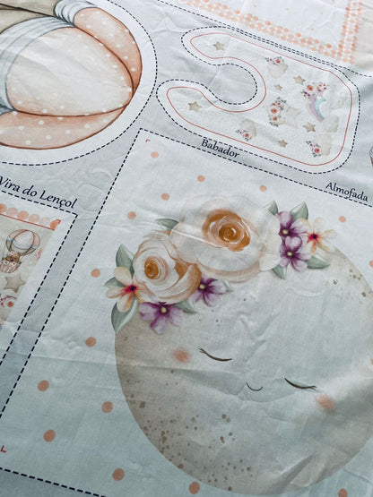 Tricoline 100% Algodón  - PT096 Patrón Panel kit Cuna osita NIÑA (99 x 150)