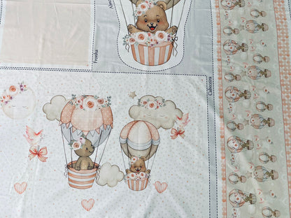 Tricoline 100% Algodón  - PT096 Patrón Panel kit Cuna osita NIÑA (99 x 150)