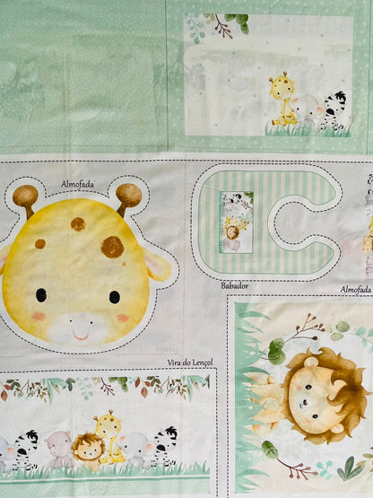 Tricoline 100% Algodón  - PT098 Patrón Panel kit Cuna Animalitos (99 x 150)