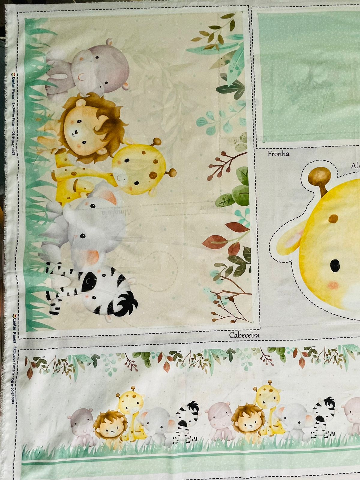 Tricoline 100% Algodón  - PT098 Patrón Panel kit Cuna Animalitos (99 x 150)