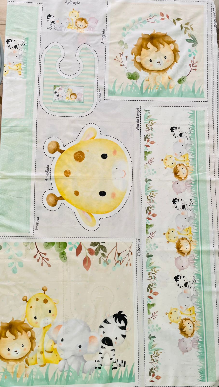 Tricoline 100% Algodón  - PT098 Patrón Panel kit Cuna Animalitos (99 x 150)