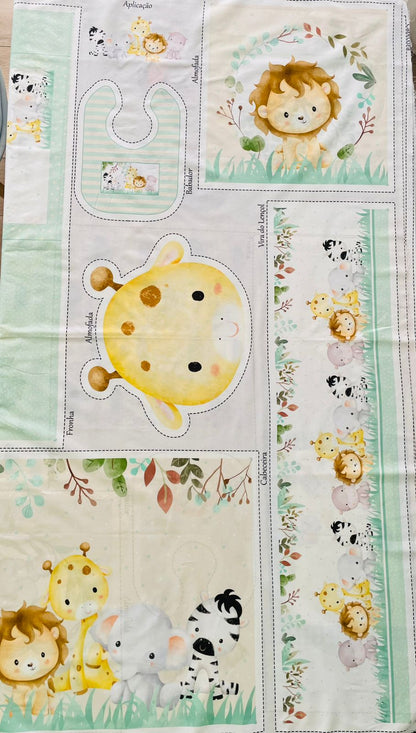 Tricoline 100% Algodón  - PT098 Patrón Panel kit Cuna Animalitos (99 x 150)