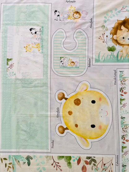 Tricoline 100% Algodón  - PT098 Patrón Panel kit Cuna Animalitos (99 x 150)