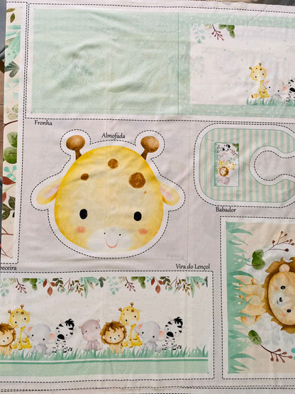 Tricoline 100% Algodón  - PT098 Patrón Panel kit Cuna Animalitos (99 x 150)