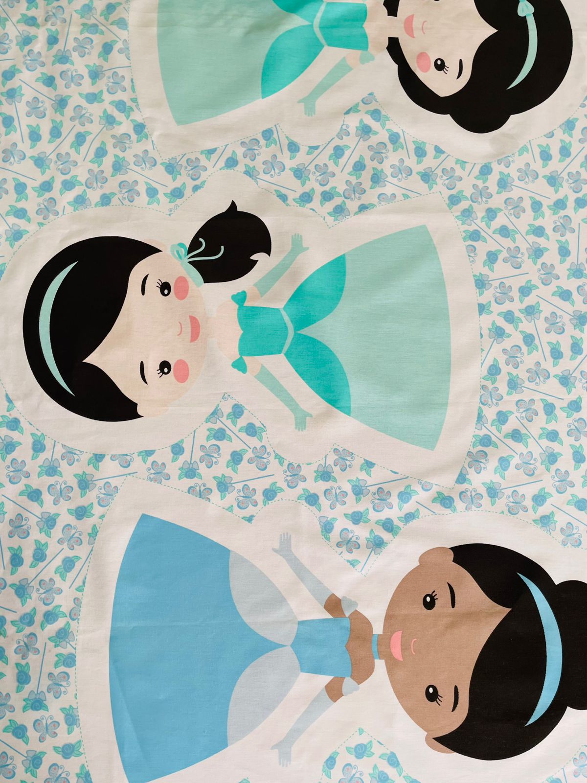 Tricoline 100% Algodón  - PT101 Patrón PANEL 5 PRINCESAS (50 x 150)