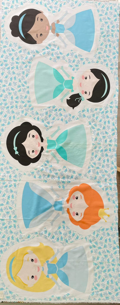 Tricoline 100% Algodón  - PT101 Patrón PANEL 5 PRINCESAS (50 x 150)