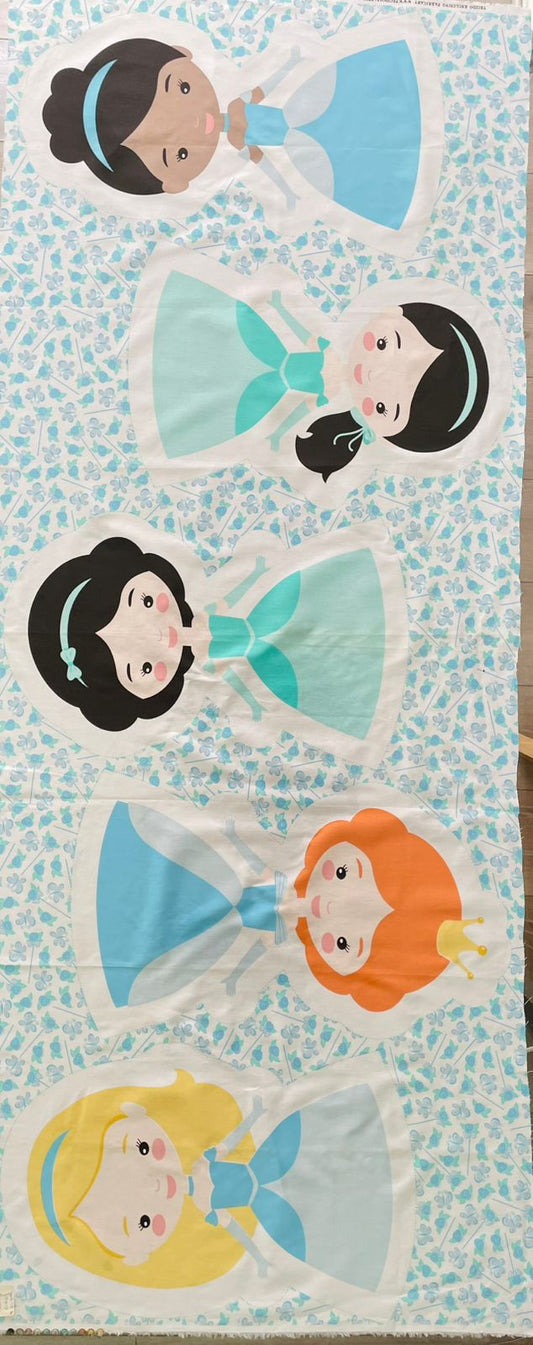 Tricoline 100% Algodón  - PT101 Patrón PANEL 5 PRINCESAS (50 x 150)