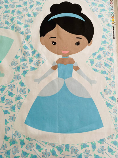 Tricoline 100% Algodón  - PT101 Patrón PANEL 5 PRINCESAS (50 x 150)