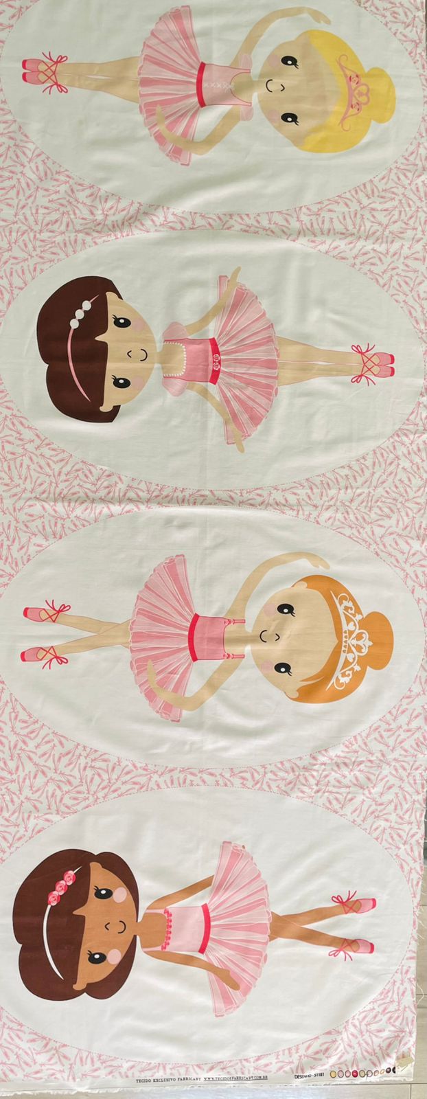 Tricoline 100% Algodón  - PT100 Patrón PANEL 4 BAILARINAS (50 x 150)