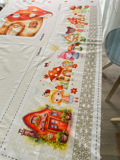 Tricoline 100% Algodón  - PT097 Patrón Panel kit Cuna chinita roja (99 x 150)