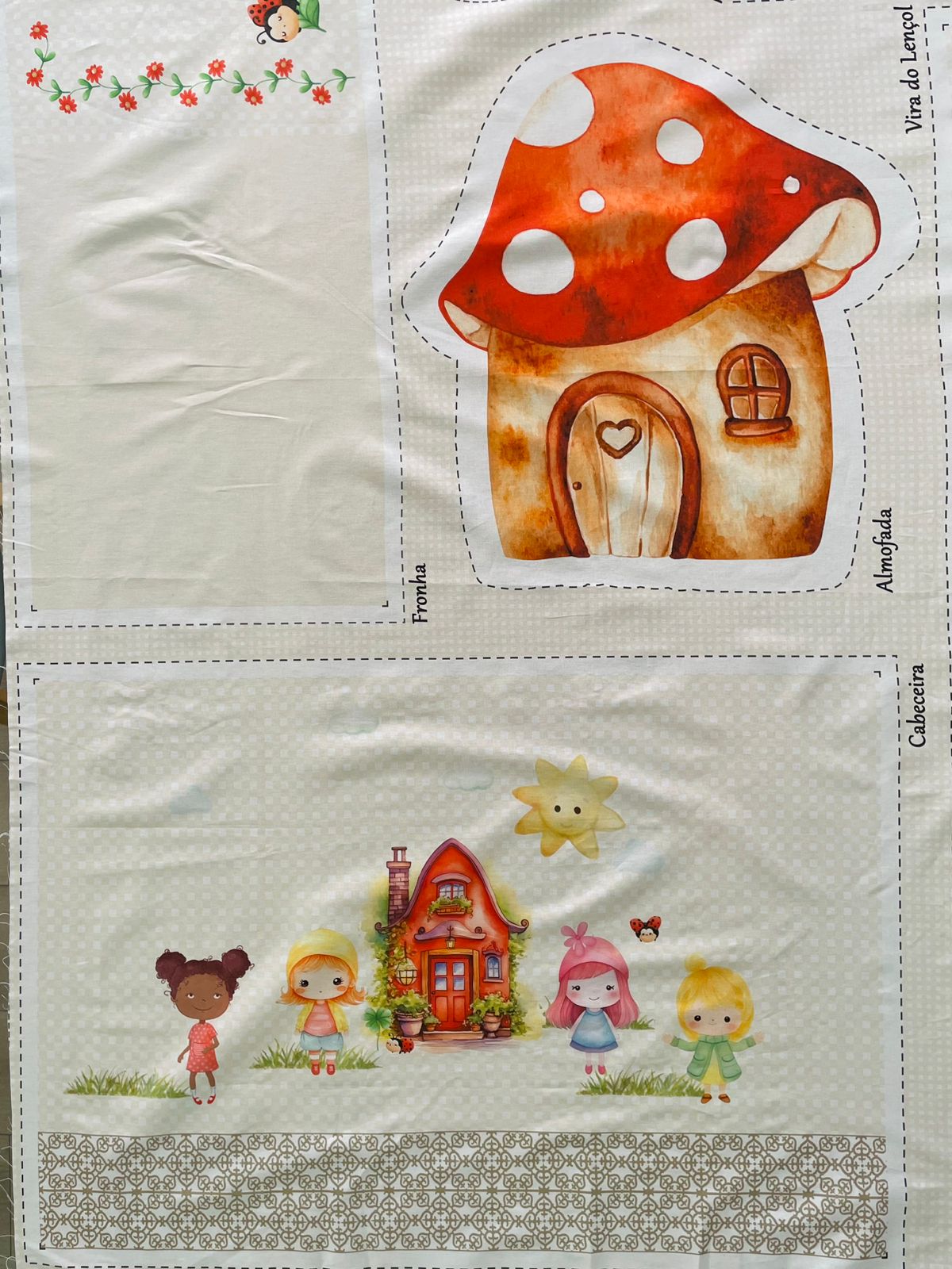 Tricoline 100% Algodón  - PT097 Patrón Panel kit Cuna chinita roja (99 x 150)