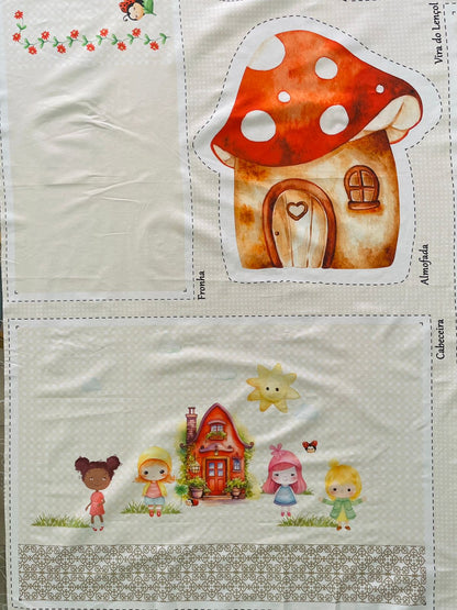 Tricoline 100% Algodón  - PT097 Patrón Panel kit Cuna chinita roja (99 x 150)