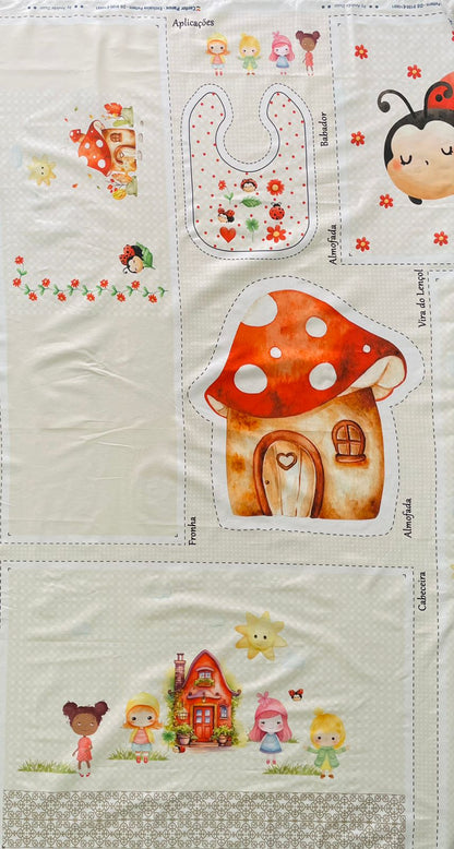 Tricoline 100% Algodón  - PT097 Patrón Panel kit Cuna chinita roja (99 x 150)