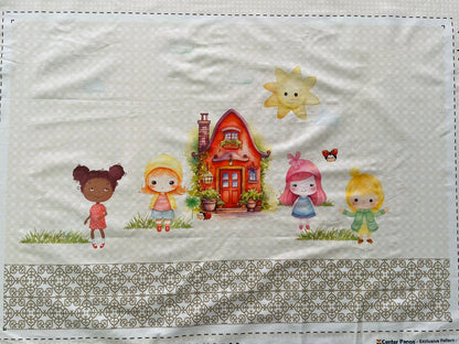 Tricoline 100% Algodón  - PT097 Patrón Panel kit Cuna chinita roja (99 x 150)