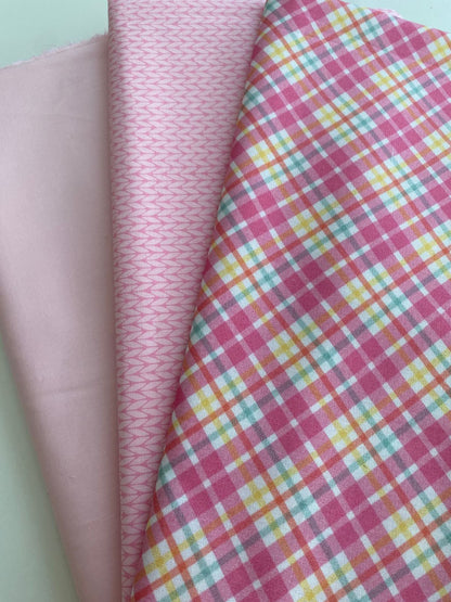 Tricoline 100% Algodón - TT019 Tinto Cuadrille Rosa Colores (50 x 150)