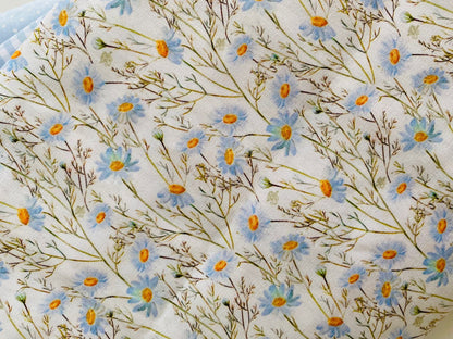Tricoline 100% Algodón - TT026 Tinto Floral Celeste FM (50 x 150)